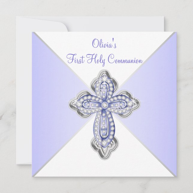 Invitation Filles Lavande Purple Première Communion (Devant)