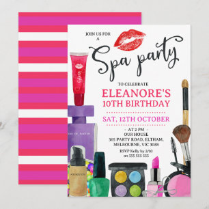 Invitation Filles Lèvres colorées Spa Fête Anniversaire Invit
