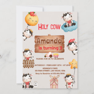 Invitation Filles mignonnes Vache et vache sainte Imprimer l'
