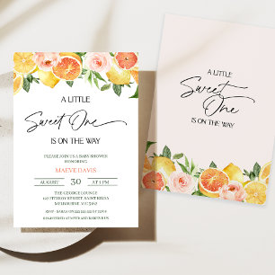 Invitation Filles modernes agrumes floraux sucré un Baby show