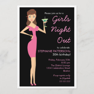 Invitation Filles Night Out Cocktail Diva Anniversaire