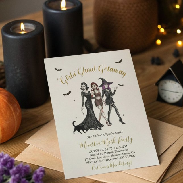 Invitation Filles Night Out Ghoul Getaway Halloween Party Inv (Créateur téléchargé)