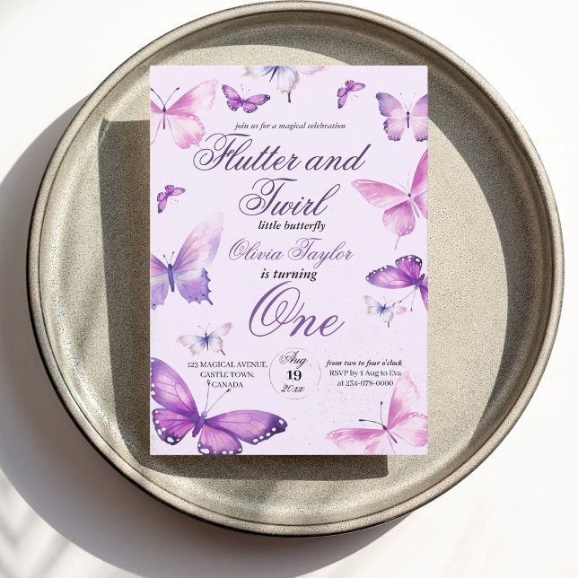 Invitation Filles papillon 1er anniversaire (Créateur téléchargé)