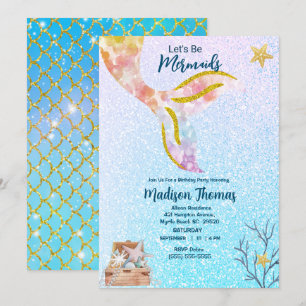 Invitation Filles Parties scintillant mignonne Fête d'anniver