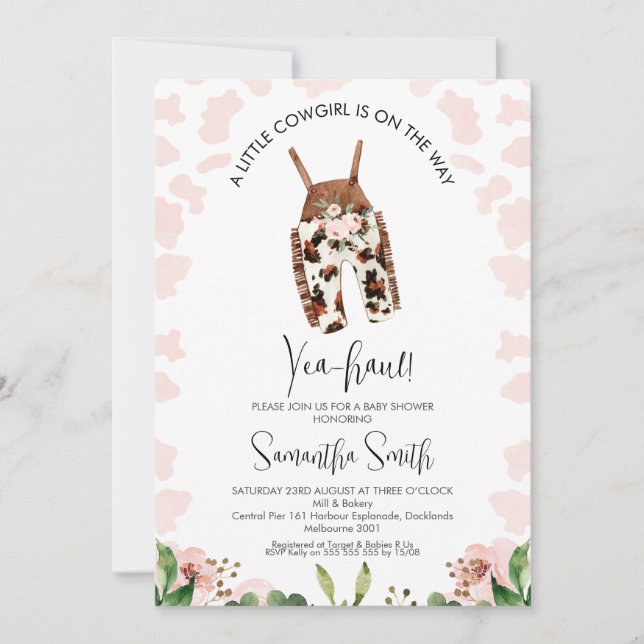 Invitation Filles Petite Femme Sur Le Chemin Baby shower (Devant)