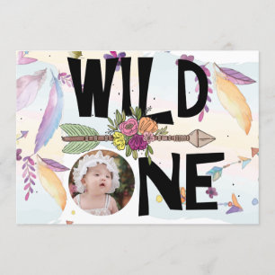 Invitation Filles photo Wild One Boho Premier anniversaire