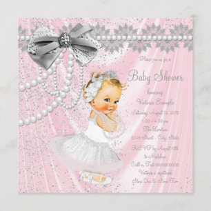 Invitation Filles Pink Satin Pearl Petit Baby shower-Dame