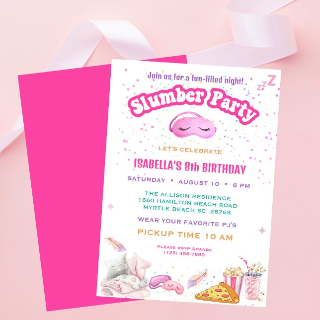 Invitation Filles PJ Stwood 8e anniversaire Sleepover Party (Créateur téléchargé)