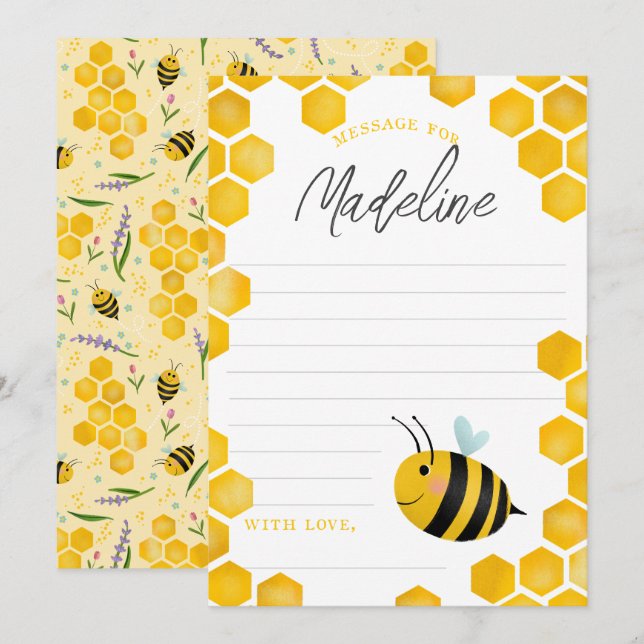 Invitation Filles Premier Jour d'Abeille Anniversaire Heure C (Devant / Derrière)