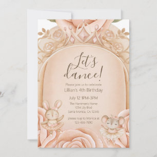 Invitation Filles Princesse de Ballet Quatrième Anniversaire