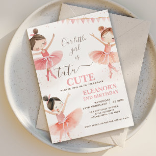 Invitation Filles rose blanc Tutu Ballerina 2e anniversaire