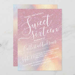 Invitation Filles rose Faux Iridescente Parties scintillant O