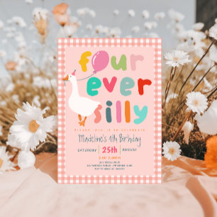 Invitation Filles Rose “Four Ever Silly” Oie 4ème Anniversair