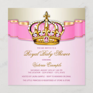 Invitation Filles Rose Or Royal Baby Shower