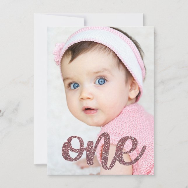 Invitation Filles Rose Parties scintillant or photo premier a (Devant)