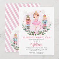 Filles roses Sucre Plum Fée Anniversaire Invitatio
