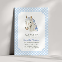 Filles Saddup Preppy Pony Horse Blue Anniversaire