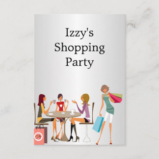 Invitation Filles Shopping Party Event Silver White