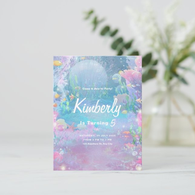 Invitation Filles Sirène Sous La Mer Anniversaire, Fête Des F (Debout devant)