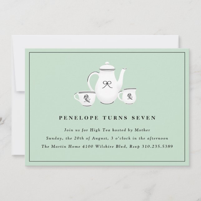 Invitation Filles sophistiquées High Tea Fête d'anniversaire (Devant)