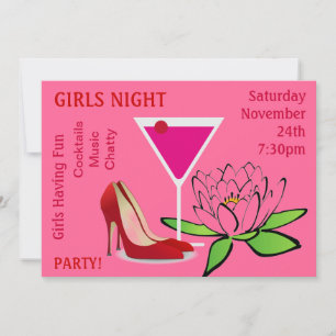 Invitation Filles Sortir La Nuit Cocktails Chaussures Fleurs
