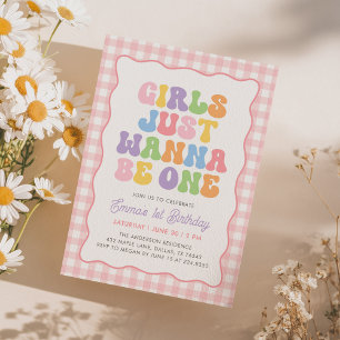 Invitation Filles veulent juste être une robe en vichy rose 1