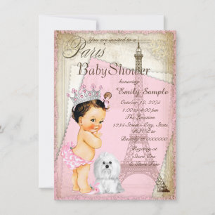 Invitation Filles Vintage Paris Princesse Baby Shower