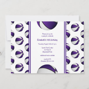Invitation filles violet blanc basketball anniversaire_équipe