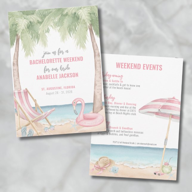 Invitation Filles Weekend Beach Bachelorette Party (Girls Weekend Beach Bachelorette Party Invitation)