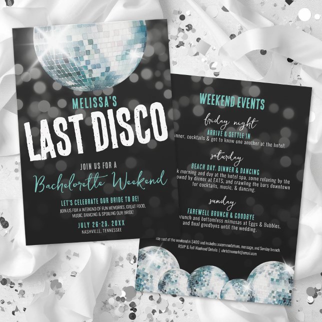 Invitation Filles Weekend Dernier Disco Bachelorette (Girls Weekend Last Disco Bachelorette Invitation)