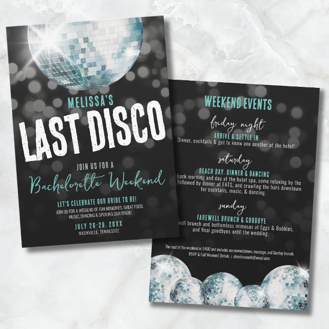 Invitation Filles Weekend Dernier Disco Bachelorette (Girls Weekend Last Disco Bachelorette Invitation)