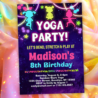 Invitation Filles Yoga fête d'anniversaire