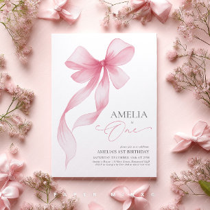 Invitation Fillet Rose Fille Coquette 1er Anniversaire 
