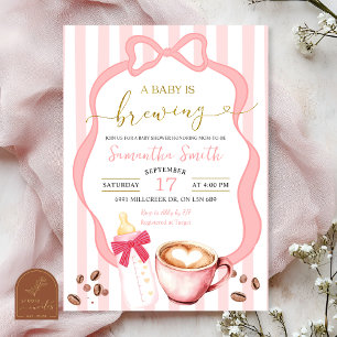 Invitation Fillet Rose rayures bébé est en route Baby Shower