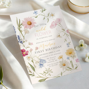 Invitation Fillette Fleur des Champs Pastel 1er Anniversaire