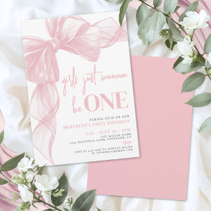 Invitation Fillette Rose Gênée les Filles Veulent Être UNE Fê