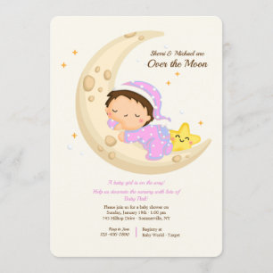 Invitation Fillettes au-dessus de la lune Baby Shower
