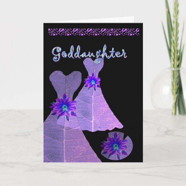 Invitation FILLEULE - robe junior de POURPRE de demoiselle (Devant)