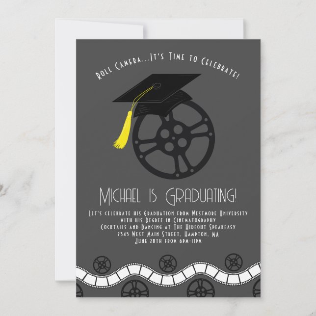 Invitation Film Cinematographie Film Graduation Party (Devant)
