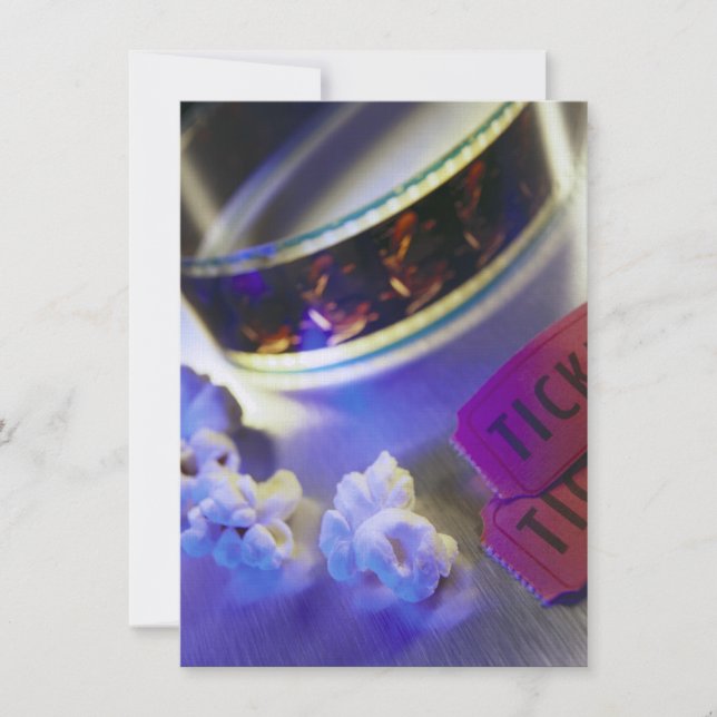 Invitation Film de cinéma, Popcorn et billets (Devant)