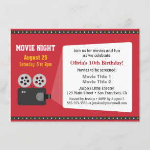 Invitation Film Projecteur Film Nuit Anniversaire