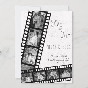 Invitation Film Rustic Modern Photo Enregistrer la date Maria
