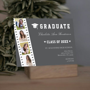 Invitation Filmstrip Four Photo Collage Open House   Gray