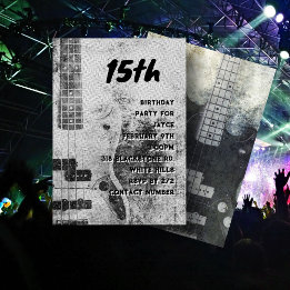 Invitation Fils Ado Anniversaire Grunge Guitare