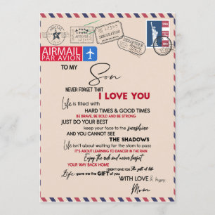 Invitation Fils aimé   À mon fils n'oublie jamais que je t'ai