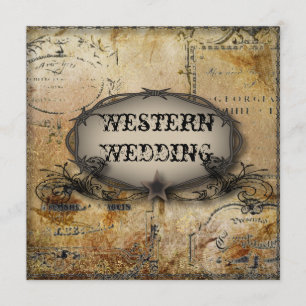 Invitation fils barbelés rustique mariage western country cow