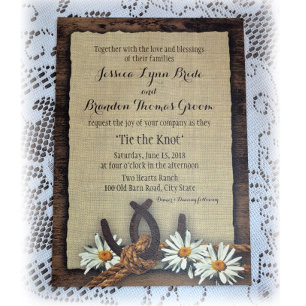 Invitation Fils de cheval et marguerites Burlap rustique