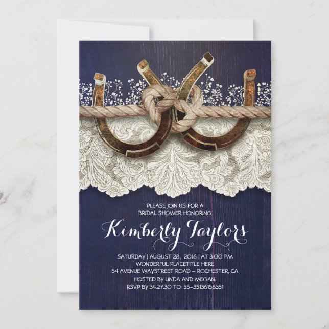 Invitation Fils de fer à cheval rustique et Fête des mariées  (Devant)