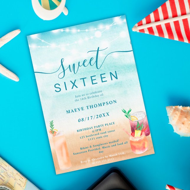 Invitation Fils de plage cocktails été doux 16 (Créateur téléchargé)