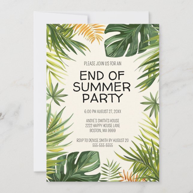 Invitation Fin de la fête d'été (Devant)